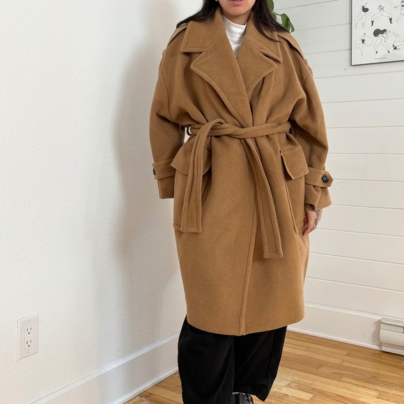 The kooples wool blend oversized belted coat - Picture 9 of 15